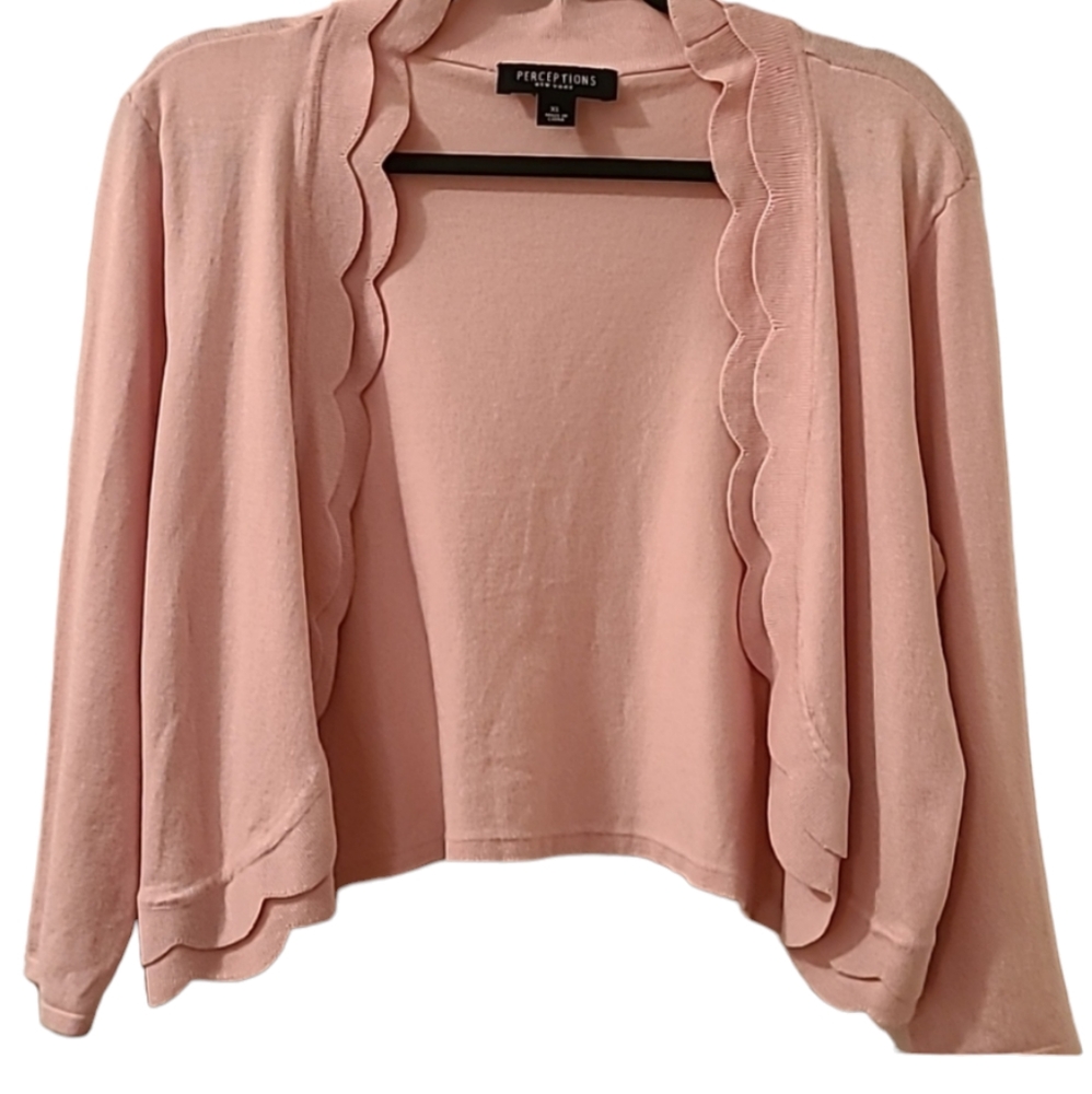 PERCEPTIONS WOMENS PINK OPEN CARDIGAN SIZE XL